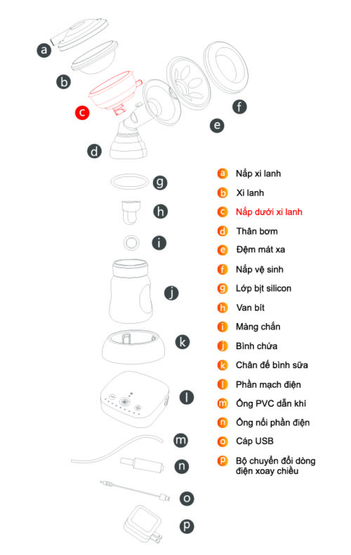 Nắp dưới xi-lanh máy hút sữa điện đơn Sanity AP-154AE là phụ kiện dùng cho máy hút sữa điện đơn Sanity AP-154AE