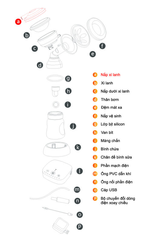 Nắp xi-lanh máy hút sữa điện đơn Sanity AP-154AE là phụ kiện dùng cho máy hút sữa điện đơn Sanity AP-154AE