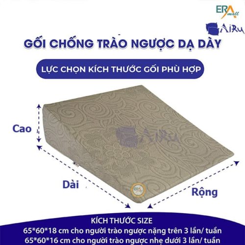 Gối chống trào ngược dạ dày đỉnh nhọn Airu chọn size